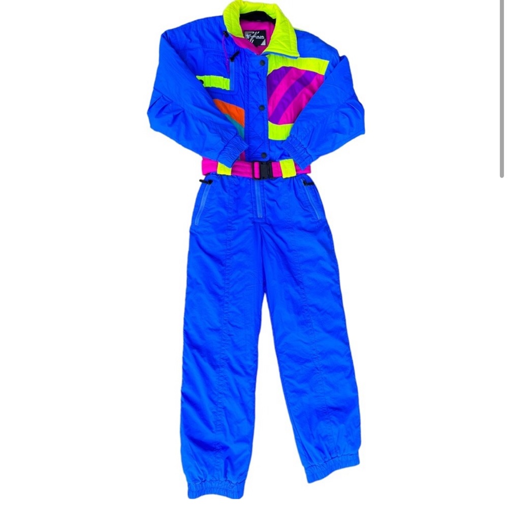 Vintage Tyrola Skiwear 80s 90s Multicolored Bright Neon Ski Suit Snowsuit Size 6